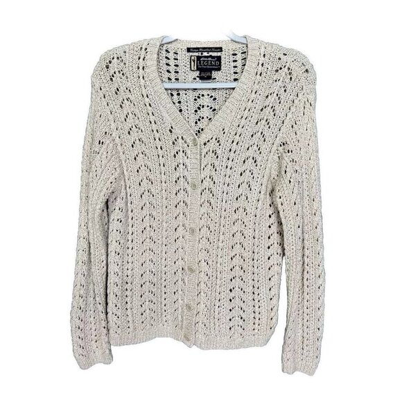 Eddie Bauer Sweaters - Vintage Eddie Bauer Sweater Cardigan Women’s Medium Beige Legend Knit Button 90s